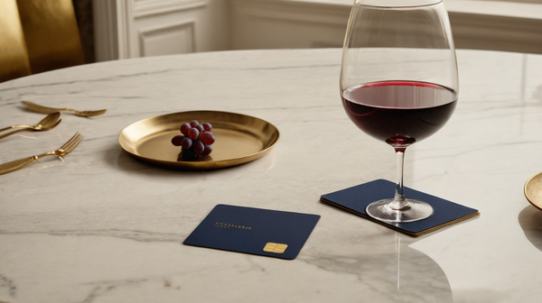 American Express Gold Card on a dining-themed background